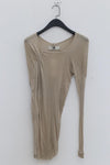 Marc Le Bihan Asymmetric long-sleeved top with shoulder ties 2861 MLB-2861-DLH TILLEUL Light green yellow